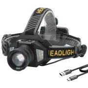SEEKNITE Smart Sensor Zoomable LED Headlamp, White/Yellow Spotlight/Floodlight Adjusted USB Rechargeable Headlight Campi