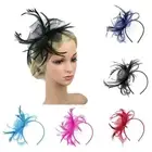 Hat Decor Cocktail Fascinator Headband Large Floral Women Feather Hair Clip