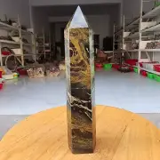 545g WOW! Natural Rare Pietrsite Crystal Obelisk Quartz Tower Point Healing Y680