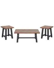 Alaterre Adam 3Pc Solid Wood Living Room Set With 42In Coffee Table & Two Side Tables