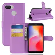 Litchi Skin Wallet Leather Case with Stand for Xiaomi Redmi 6 (Dual Camera: 12MP+5MP)
