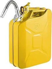 Jerry Cans 5.3Gal / 20L Portable Jerry Gas Can with Flexible Spout System, Rustproof ＆ Heat-Resistant Steel Fuel Tank Petrol Cans(Yellow - 1PC)