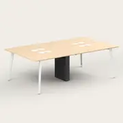 Recess Quad Desk | Office Desk | Office Workstation, Maple / White / Angled