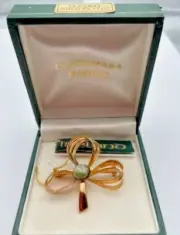 Irish Connemara Marble 18K Gold Plated Pin Brooch J C Walsh Ireland New In Box