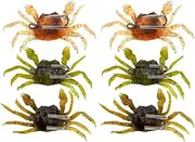 Lyaciomn 6pcs Crab Lure - 3D Simulated Crab Soft Lure with Double Hooks for Fishing Bait