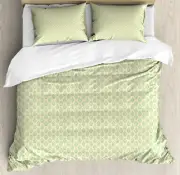 Nature Duvet Cover Set with Pillow Shams Geometric Spring Leaves Print