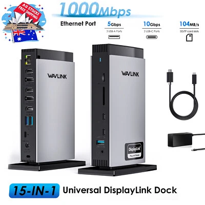 WAVLINK Triple 4K Docking Station, 15-in-1 USB-C Hub for M1/M2 Mac & Windows