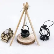 Gnome Accessories, Miniature Christmas Campfire Firewood Boiler Bonfire Fire Pit Snow Set, Mini Tool 1:12 Christmas Halloween Gnome Accessories for Gnome Door Dollhouse Decoration Gifts