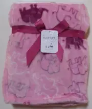 Girls Duck Duck Goose Soft Pink White Gray Elephant Jungle Safari Baby Blanket