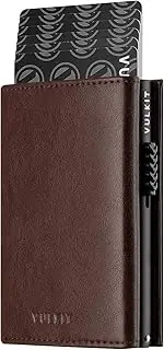 [VULKIT] Card Holder Wallet with Coin Pocket Magnetic Closure Pop Up Cards with ID Window Leather Wallet for Cash & Credit Cards