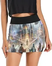 [RPLIFE] Magic School Exercise Skort, Ladies Tennis Skirts with Shorts，Womens Fashion, Magic School, Large