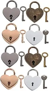Angoily Sets Heart Shaped Mini Locks Metal Diary Locks Keys for Luggage Jewelry Boxes Pcs