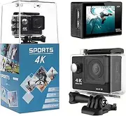 4K 30FPS Action Camera DV,SSRing AU WiFi Sports Camera 170°Wide Angle Waterproof with Waterproof Housing Mounting Accessories Kit for Diving Surfing Skiing Cycling Outdoor Underwater Camera (A)