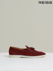 Reiss Maroon Red Harrison Suede Tassel Loafers (W54922) | $360