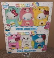 NEW HELLO KITTY & FRIENDS X CARE BEARS STUFFED PLUSH SPECIAL COLLECTORS SET OF 2