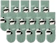 [Jaksairos] Panda Cartoon Slipper Socks 5/10 Packs Women's Winter Fuzzy Coral Fleecce Snug Stockings Thickened Sleep Socks