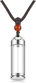 [PiercingJak] Clear Glass Tube Cremation Urn Necklace for Ashes Stainless Steel Lucky Clouds Cylinder Urn Necklace Keepsake Cremation Ashes Necklace Memorial Jewelry for Men Women, Stainless Steel, No