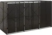 Generic Triple Wheelie Bin Shed Black 207x80x117 cm Poly Rattan