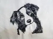 Border Collie - Machine Embroidered Fabric