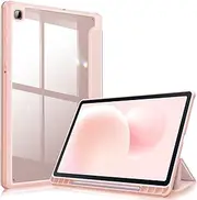 [FINTIE] Hybrid Slim Case for Samsung Galaxy Tab S6 Lite 10.4 Inch 2024/2022/2020 with S Pen Holder, Shockproof Cover with Clear Transparent Back Shell, Rose Gold