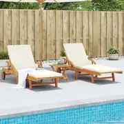 Sun Loungers 2 pcs with Cushions 200x68x83 cm Solid Wood Acacia vidaXL
