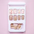 24pcs Faux Nails with Glue Nail Extension Women Glossy Faux Nails Full Cover