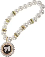 Happyyami Pet Pearl Necklace Dog Pearl Necklace Collar Dog Necklace Collar Girl Dog Necklaces for Medium Dogs Pearl Cat Collar Dog Pearl Collar Bows for Cats Female Cat Necklace Collar Abs