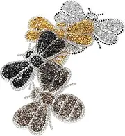 Beavorty 4pcs Glitter Iron Bee Patches for DIY Clothing Shoes Bags Cute Rhinestone Fashion Patches with Heat Activated Adhesive for Easy Application Versatile Decoration
