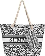 [Kldgris] Beach Bag, Large Beach Bag with Zip, Large Women's Tote Bag, Comes with Small Bag, Double Layer Reinforcement, Large Shopper Bag, Birthday Gifts for Women