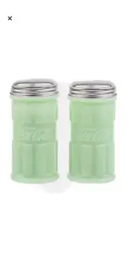 TableCraft Coca-Cola / Coke Jadeite Green Glass Salt & Pepper Shaker Set