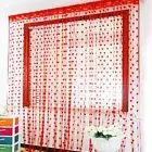 2 Piece Red String Hippie Heart Design Ringtop Door Window Curtain Set 6 Feet
