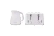 Westinghouse 1.7L Kettle & 4 Slice Toaster Pack White Silver Wave Pattern