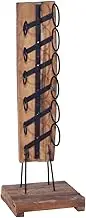 Wooden Wine Rack - Teak Wood, 6 Bottle Capacity, Floor Stand, Bar Organizer, Glass, Countertop, Kitchen Cabinets, Liquor, Display, Bottle Holder (35x35x100 cm)