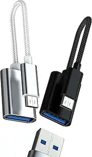 Micro USB Male to USB Female Adapter (2 Pack) OTG 3.0 Jack Card Reader Android Port Tablet Digital Camera Adapter Compatible with Samsung Galaxy S6 S7 Edge + S7 Active Note4