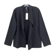 NWT EILEEN FISHER Black Tencel Lyocell High Collar Ponte Open Jacket MEDIUM