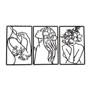 3 Pieces Metal Minimalists Abstract Woman Wall Art Drawing Wall Art Decor Wall