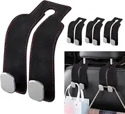 Mineup Pack of 4 Double Hooks for Car Seat Back, Car Storage Hooks, Leather Car Seat Hooks, Car Seat Double Hooks Back Hooks, Hooks for Car Headrest, Hidden Car Accessories Interior