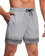 [Gleeease] Mens 5" Vintage Swim Trunks Bathing Suits with Mesh Lining Quick Dry Swim Shorts Men Swimsuits with Zipper Pocket
