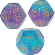 ERINGOGO 3pcs Digital Polyhedral Dices Acrylic Game Props for Family and Party Purple Lightweight Multi Sided Board Game Dice