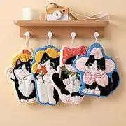 4 Pack Hand Towel for Kitchen and Bathroom,Decorative Hanging Towels for Cat Lovers- Dry Your Hands conveniently (4 Pack Cat)