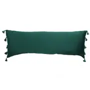 Maine & Crawford Bette 90x30cm Emerald Velvet Cushion w/ Tassels Pillow Green