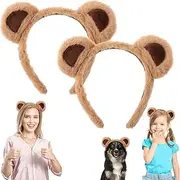 WY LIGHTING LEVEL 2 PCS Bear Ears Headband Cute Animal Ear Hair Hoops Makeup Face Wash Hair Band Party Festival Headwear Cosplay Costume Decoration Hair Accessories for Women Girls