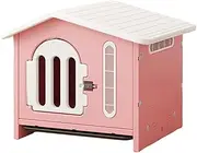 Outdoor Dog Crate, Portable Dog Crate, All Season Dog Crate Furniture,31in with Two Trays + Double Food Bowls at the Bottom, Secure Door Lock, Suitable for Small and Medium Dogs(Pink - Medium)