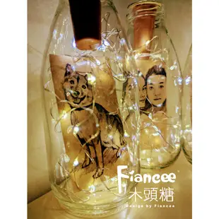 FIANCEE木頭糖 銅線LED燈素描瓶中畫 可畫雙物素描畫   發光瓶畫