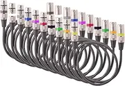 10pcs 1.5M/5ft XLR Cable DMX Stage Light Cable 3-Pin XLR Male to Female Plug Black PVC Jack Mic Cable 3-Pin Balanced Shielded XLR Cables for Moving Head Light Spotlight Par Light Microphone ALKOY