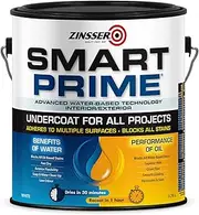 Zinsser Smart Prime Interior & Exterior Primer | Low VOC, Water-Based, Oil-Like Performance | Stain Blocking, Mould Resistant | Ideal for Walls, Trim, Ceilings, and More, White, 3.78 Litre