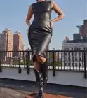 Spanx Leather-like Combo Fitted Dress Size Small