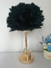 Home Decor Bedside Desktop Table Lamp Metal Base Feather Shade 30*44 cm