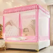 Mosquito Net for Bed, Anti-Mosquito Canopy 3 Side Door Camping Tent in 100% Polyester Curtain Netting Bedding Yurt Easy Installation,Pink,200x220x170cm