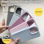 For iPhone 11 12 13 14 15 16 Pro Max Shockproof Liquid Silicone Soft Case Cover